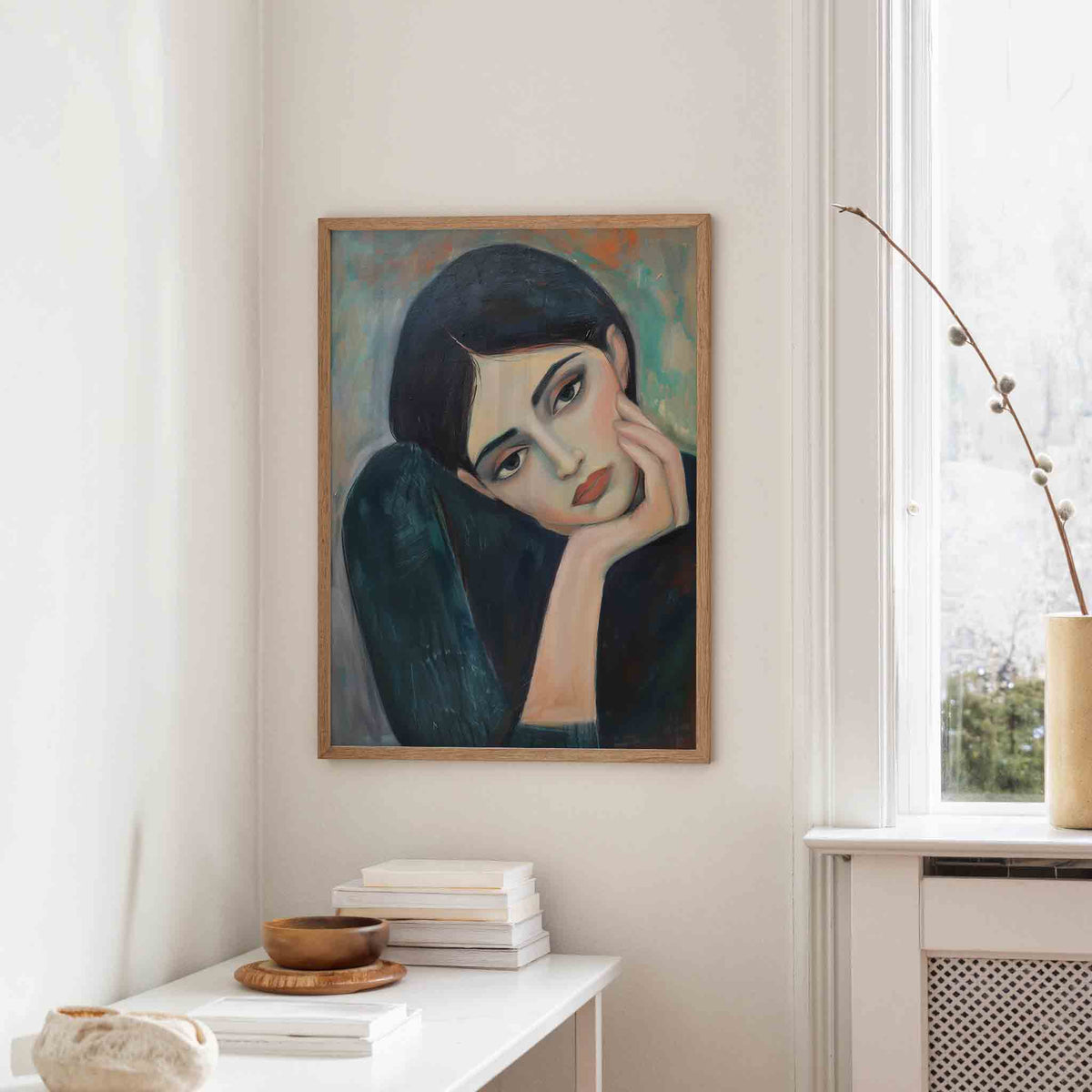 Portret van vrouw – staande hedendaagse wanddecoratie van WallArtistic