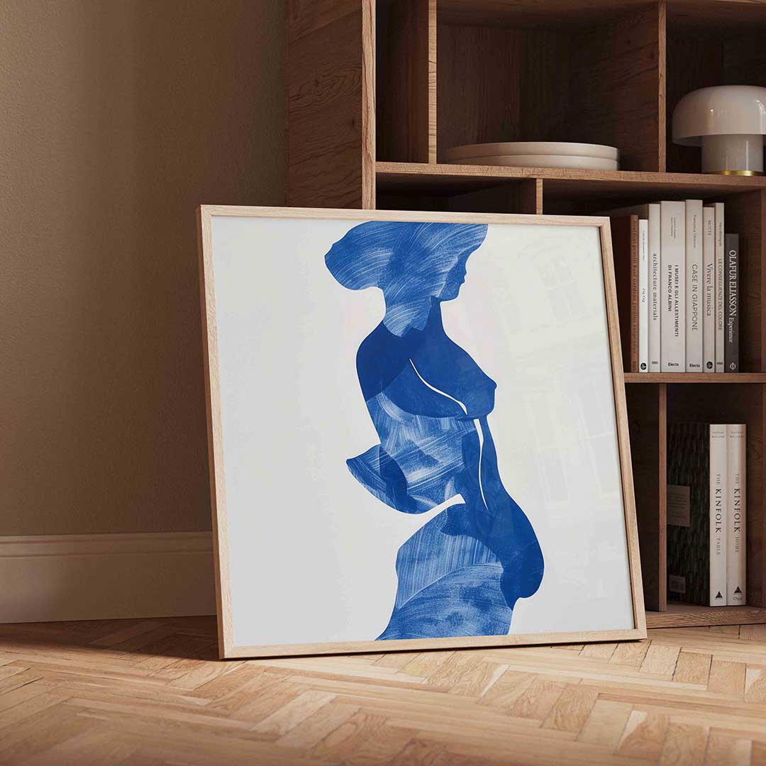 Blauwe figuur – moderne wandkunst als vierkante poster
