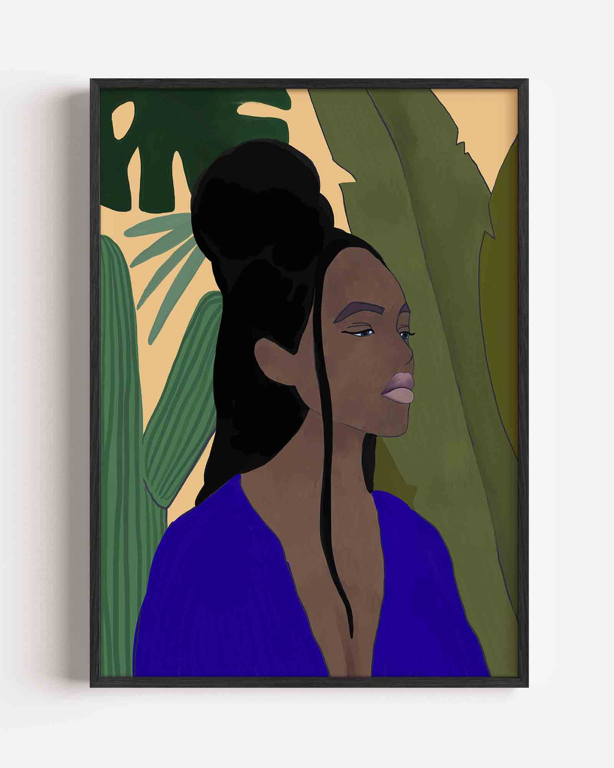 Vrouw met planten – hedendaagse illustratie portret poster als wanddecoratie