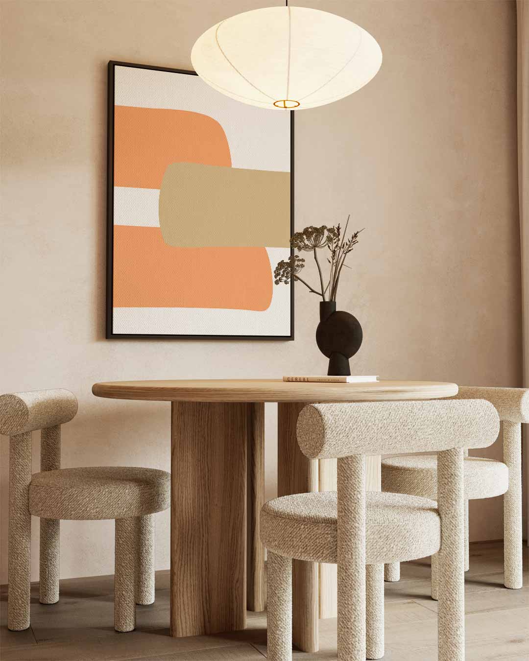 Zonnige Abstractie – kunstwerk met zwarte baklijst