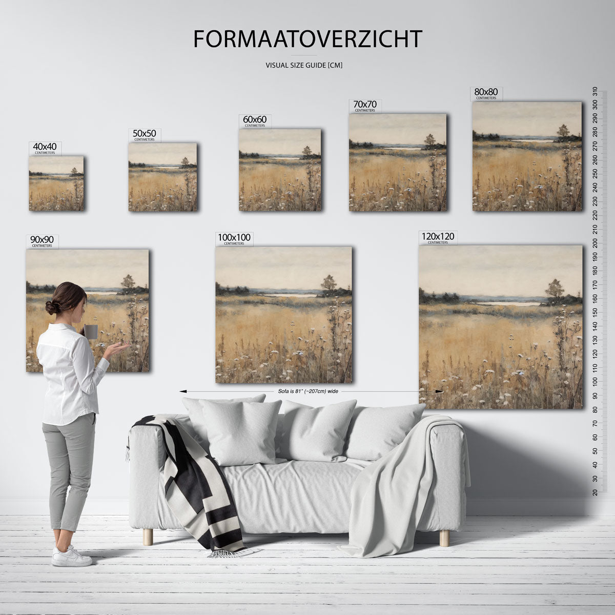 Landschap met bloemen – vierkante muurposter met vintage uitstraling