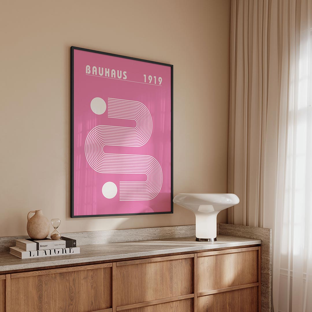 Lijnen en vormen – geometrische Bauhaus poster in staand formaat