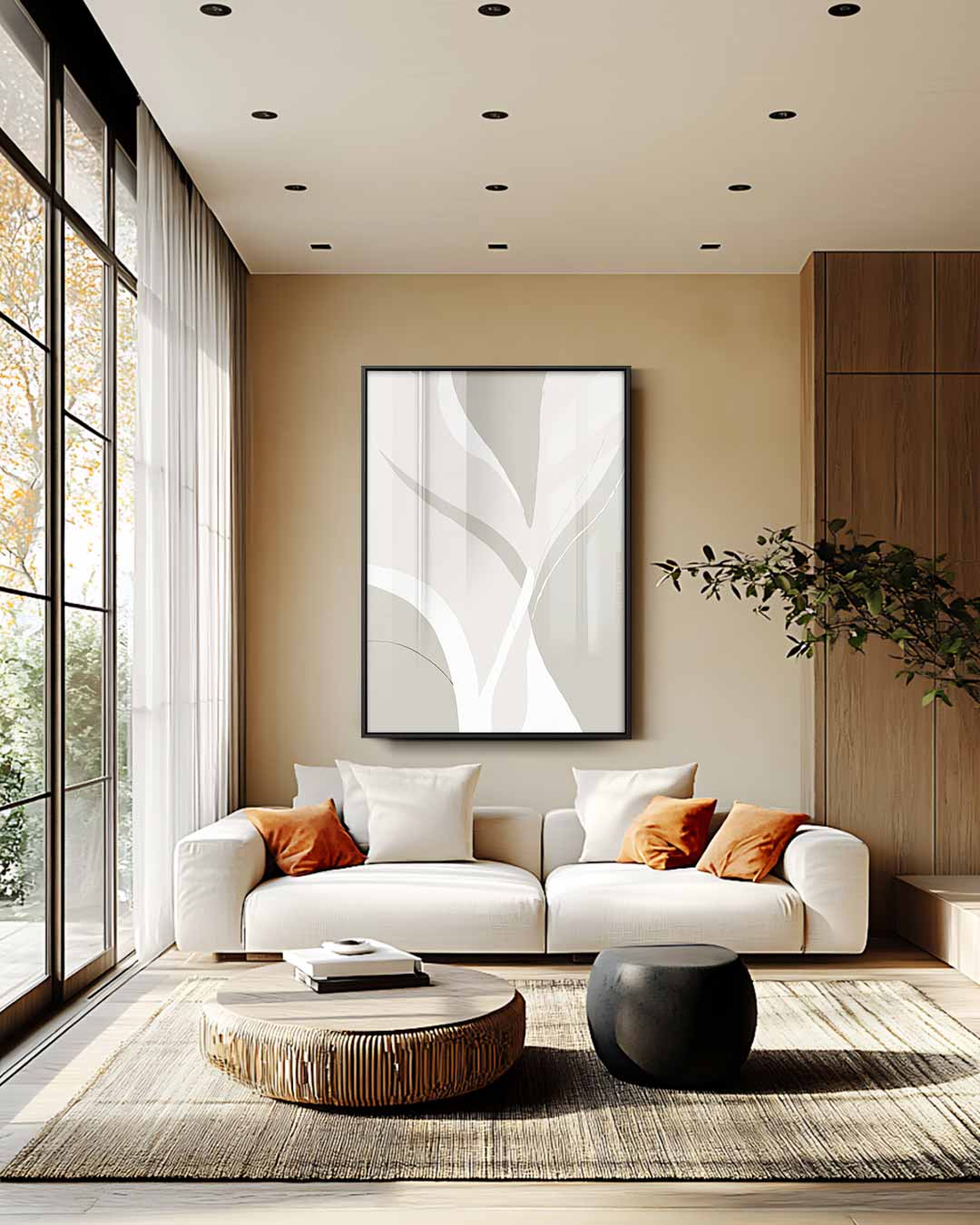 Abstracte Vloeiende Vormen – staande wandkunst voor woonkamer of interieur
