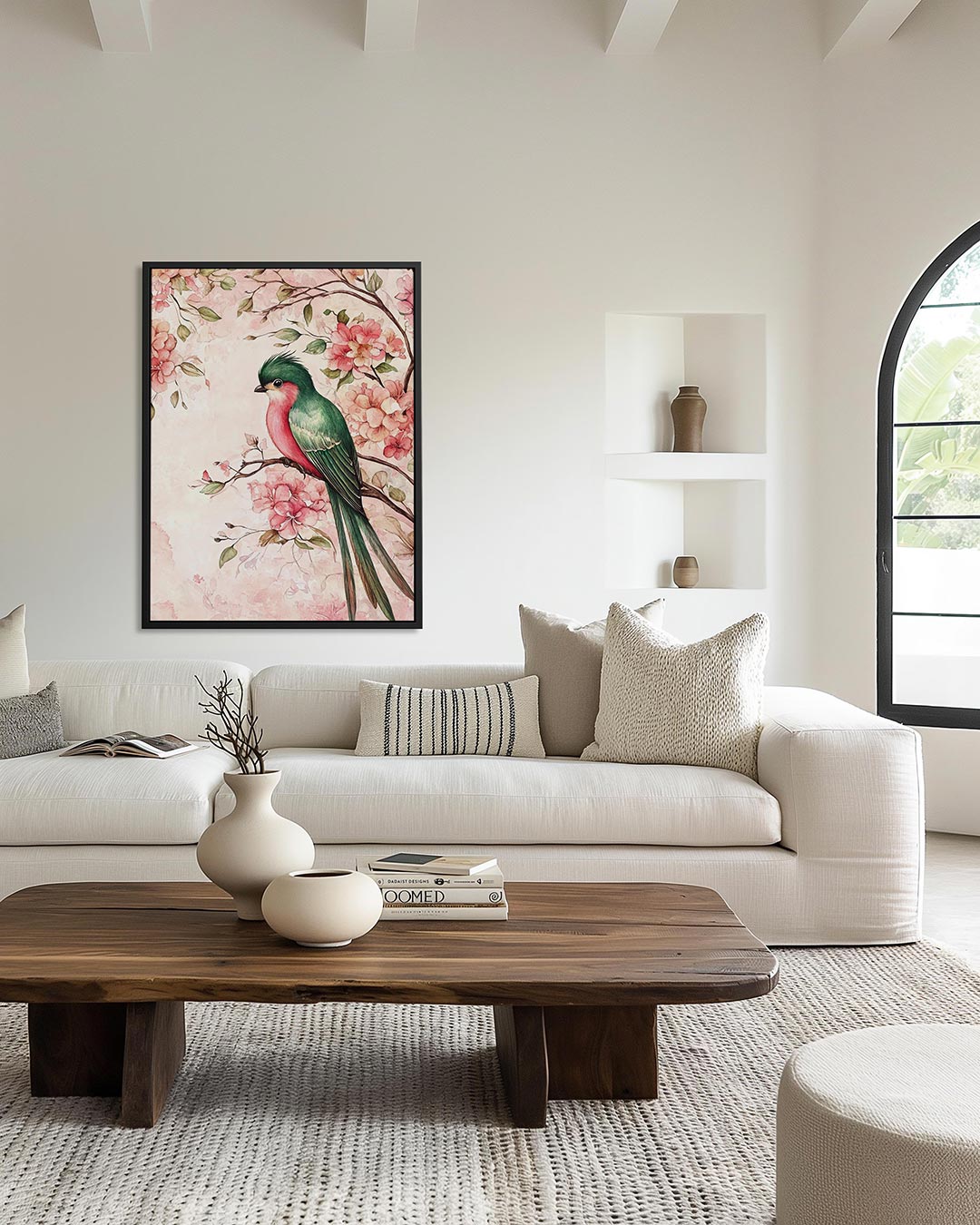 Vogel en bloesem – staand wanddecoratie kunstwerk