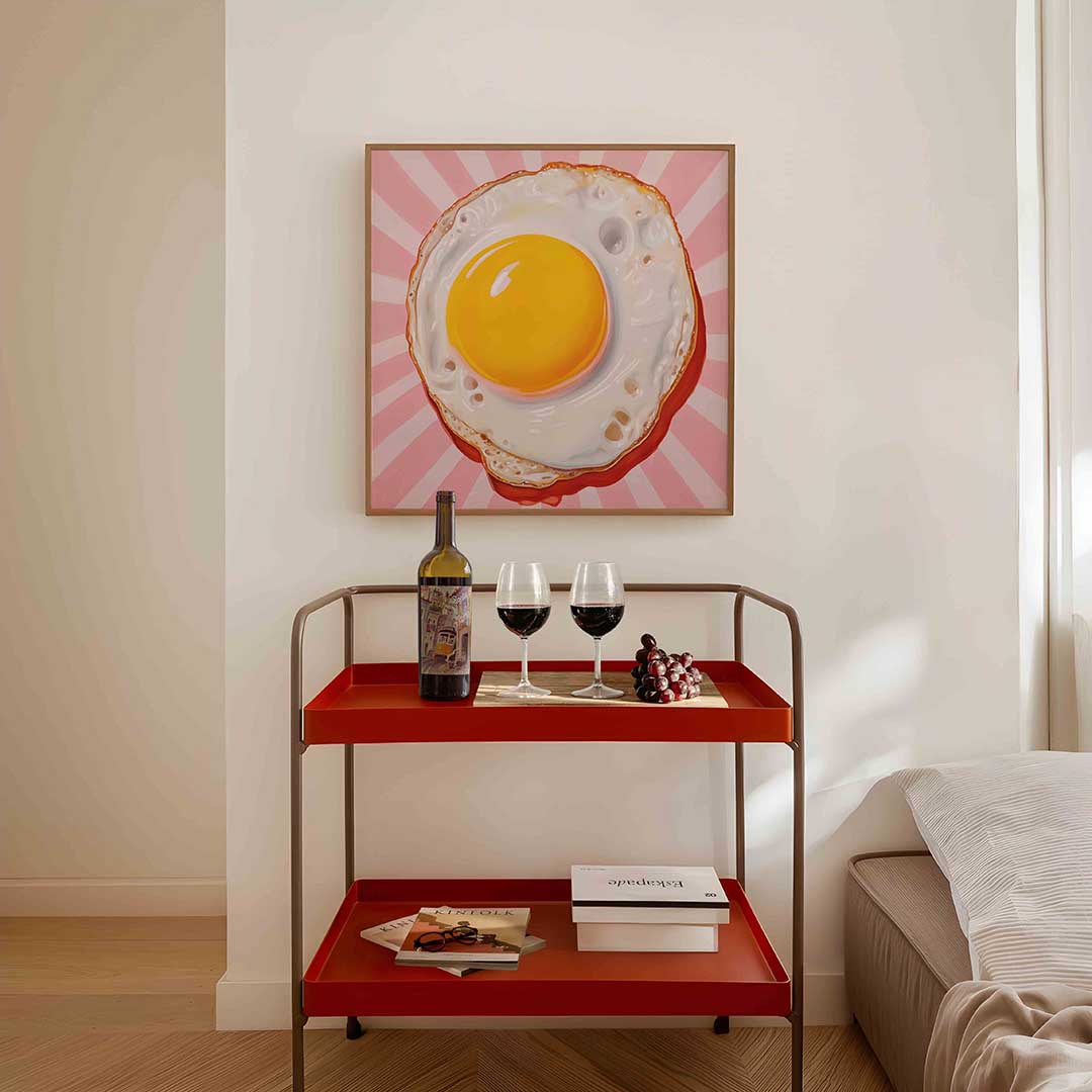 Gebakken ei – vierkante keuken wanddecoratie van WallArtistic