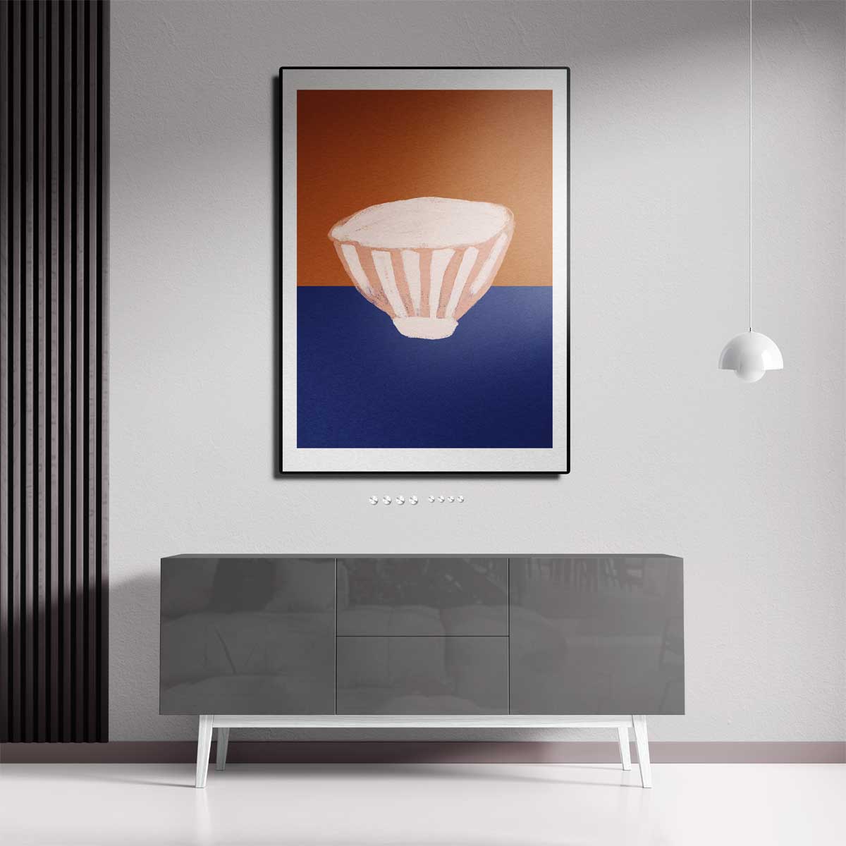 Kleurrijke Kom op Tweekleurige Achtergrond – canvas kunstwerk als wanddecoratie