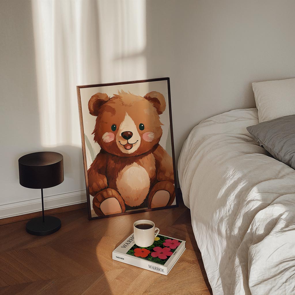 Schattige Knuffelbeer – staande kinderkamer wanddecoratie van WallArtistic