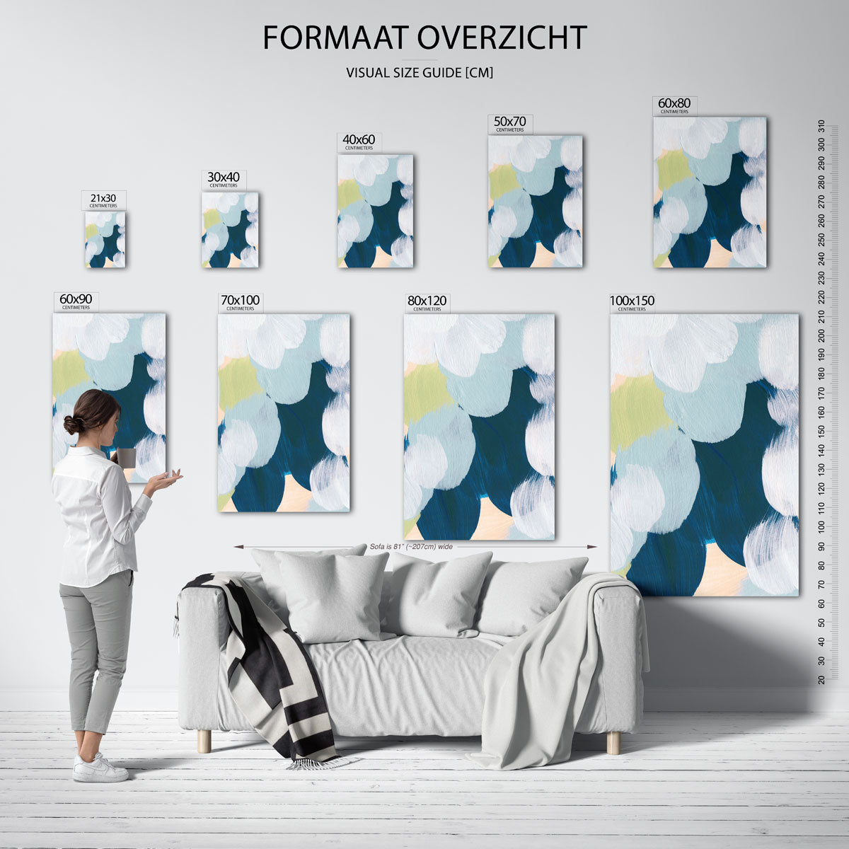 Abstracte penseelstreken – staande muurposter met artistieke uitstraling
