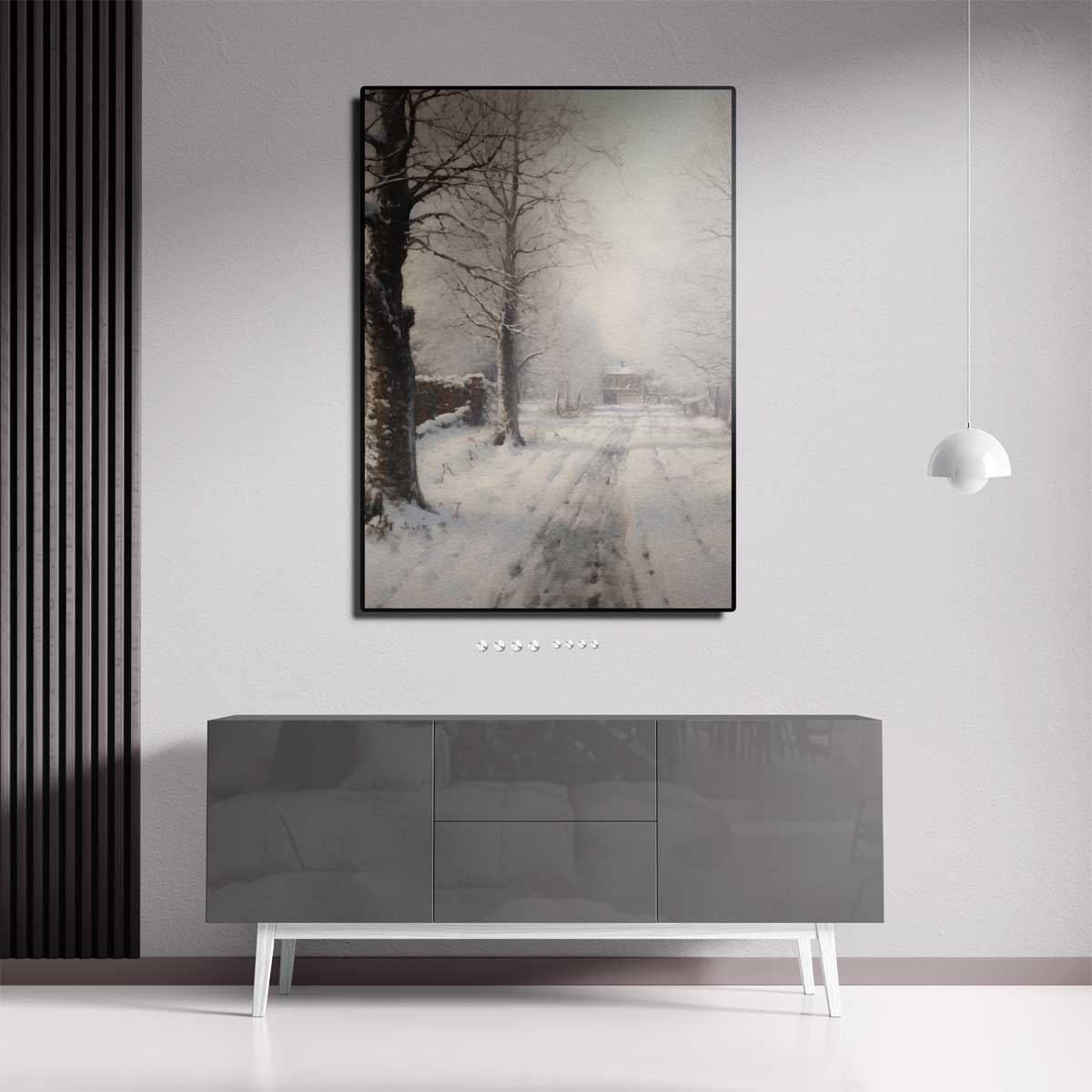 Winterlandschap in Sneeuw – staande wandkunst voor woonkamer of interieur