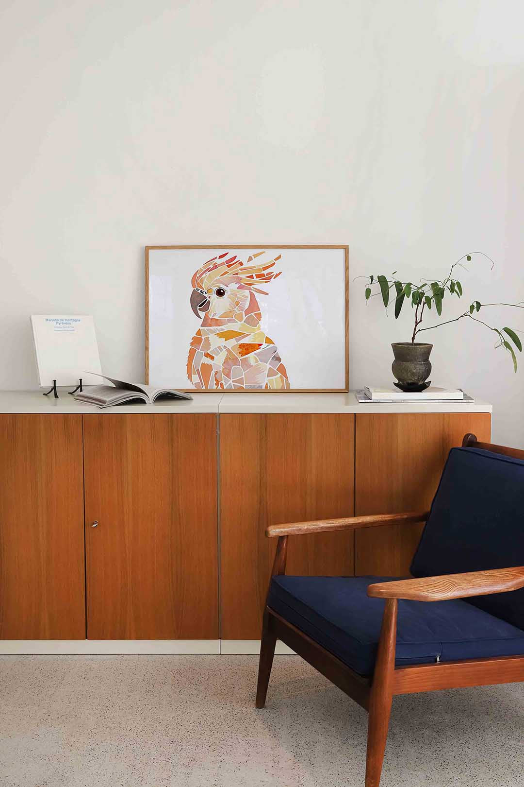 Papegaai mozaïek – liggende dieren wanddecoratie van WallArtistic