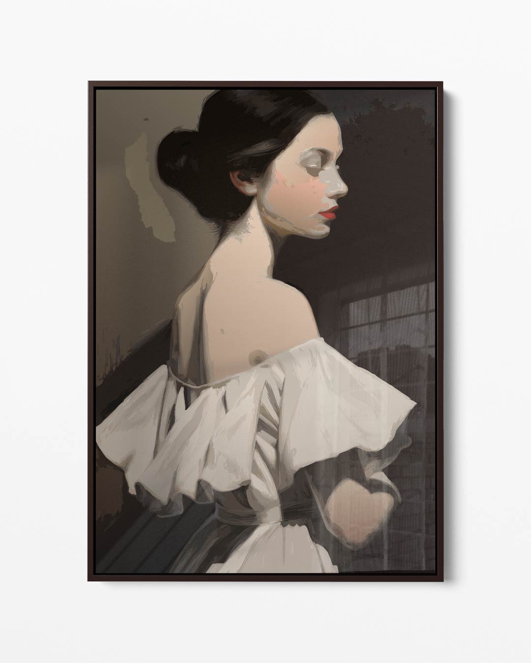 Elegante Dromerigheid – portret kunstwerk als wanddecoratie
