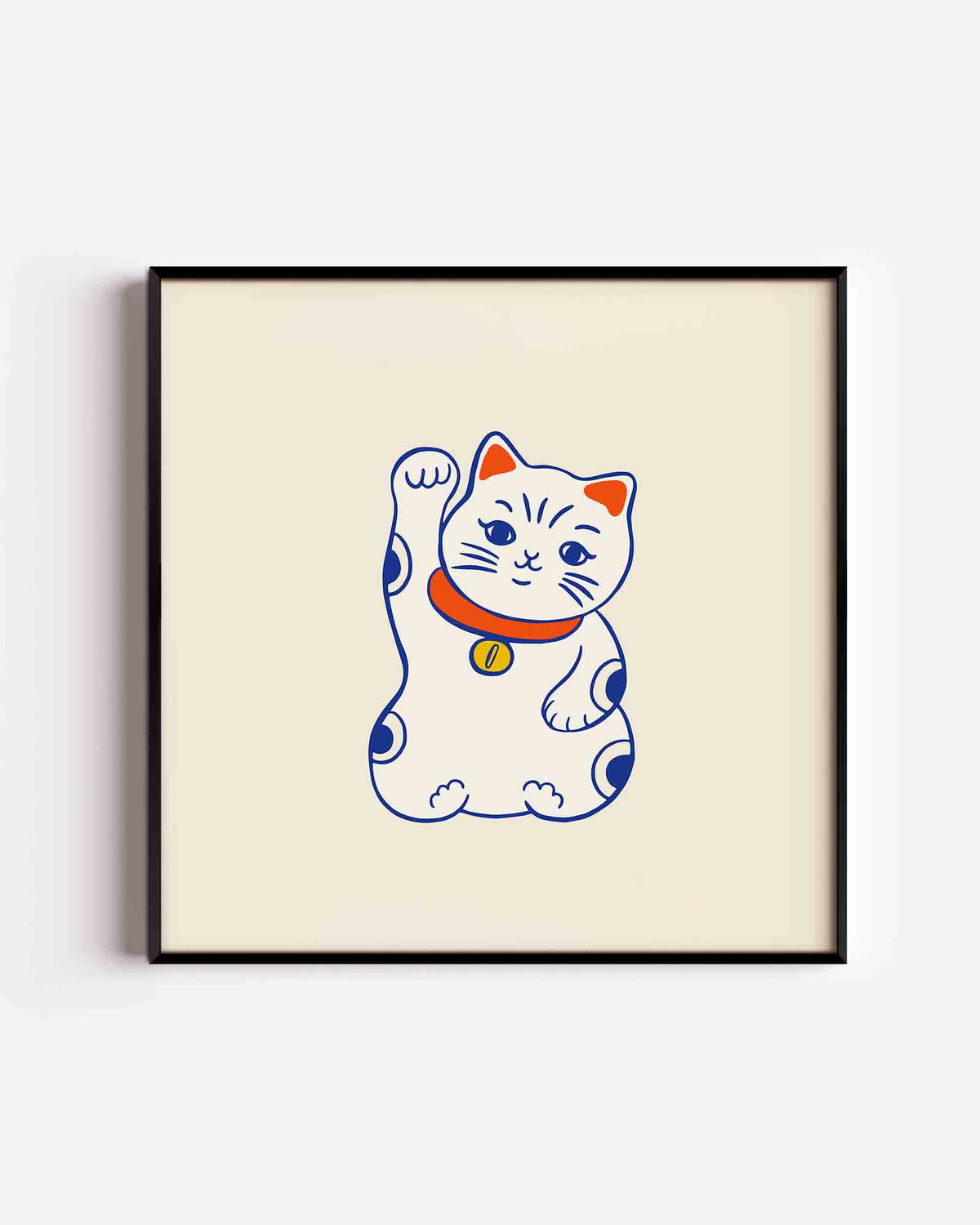 Kat met rode halsband – Aziatische vierkante poster als wanddecoratie