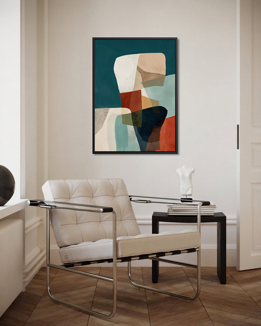 Vormenspel met kleuren – staand wanddecoratie kunstwerk
