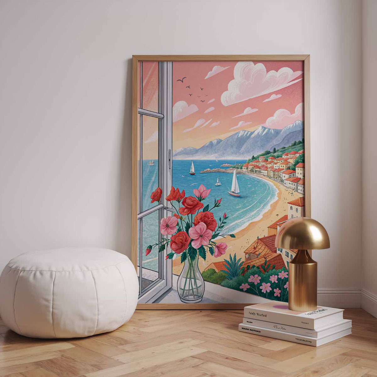 Betoverende Mediterrane Uitzicht – zomerse wandkunst als portret poster