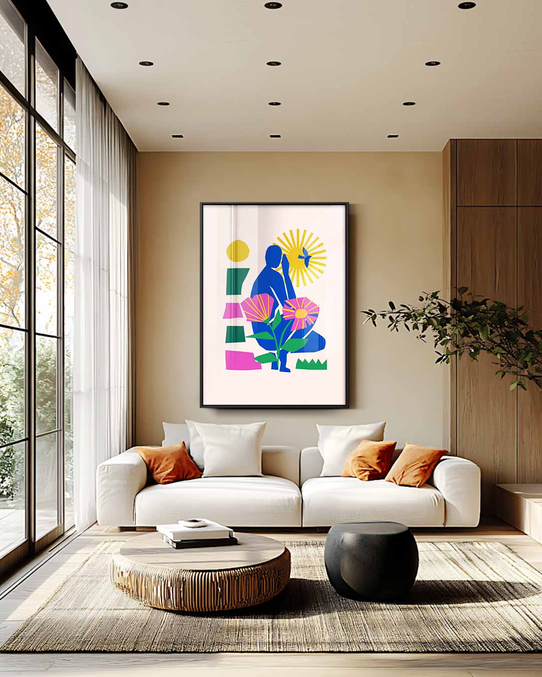 Zonsondergang Silhouet – staand kunstwerk voor modern interieur
