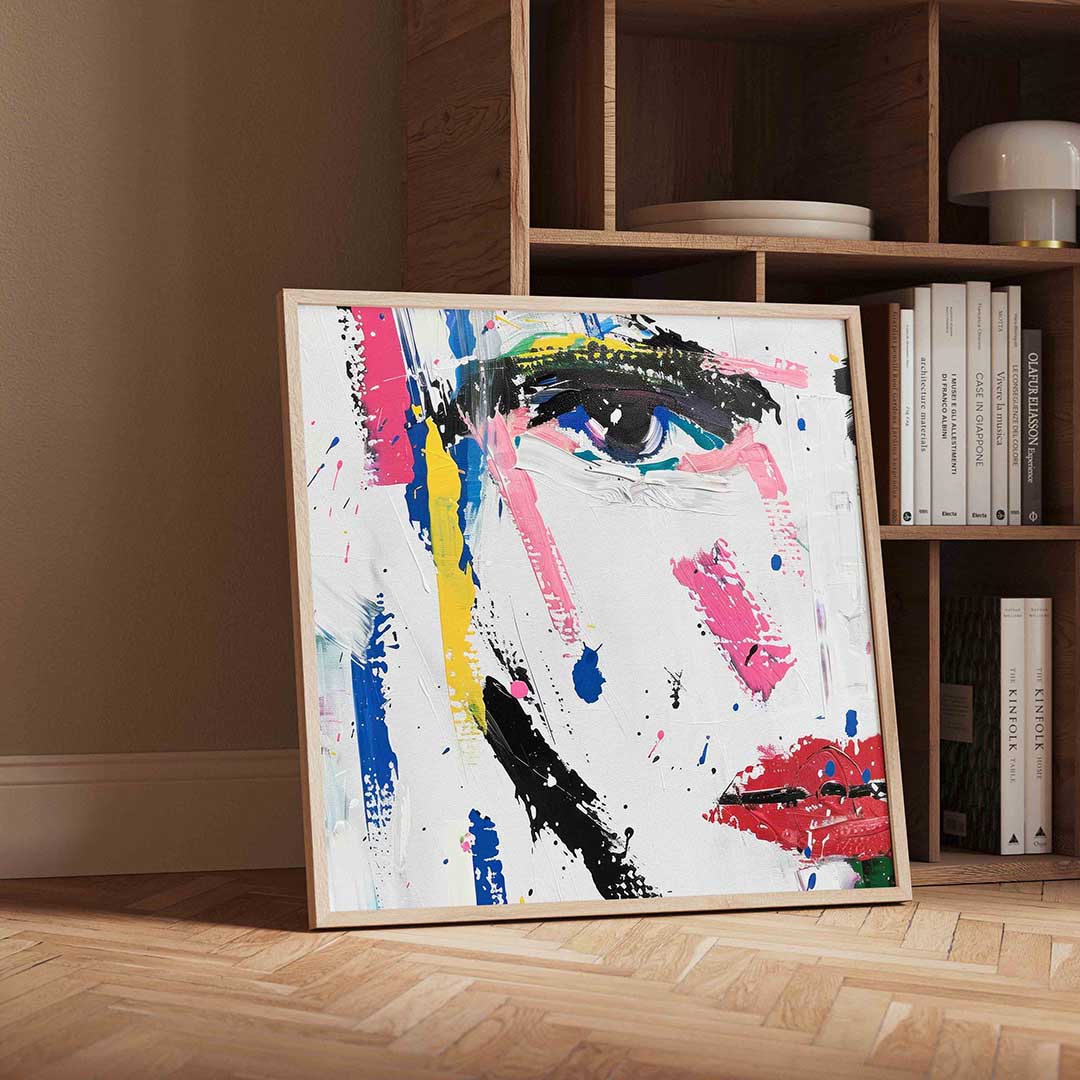 Abstract gezicht – geïllustreerde wandkunst als vierkante poster