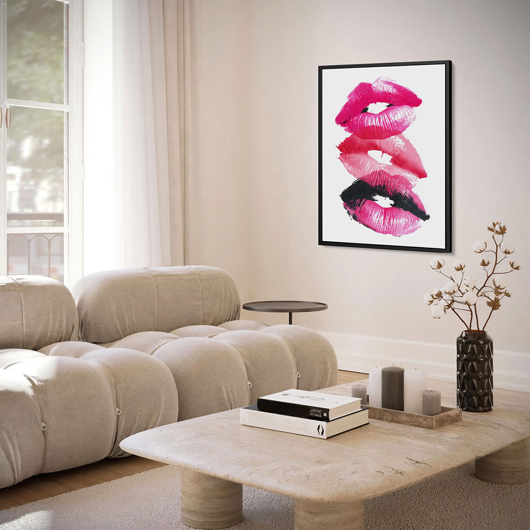 Kleurrijke lippenafdrukken – staand wanddecoratie kunstwerk