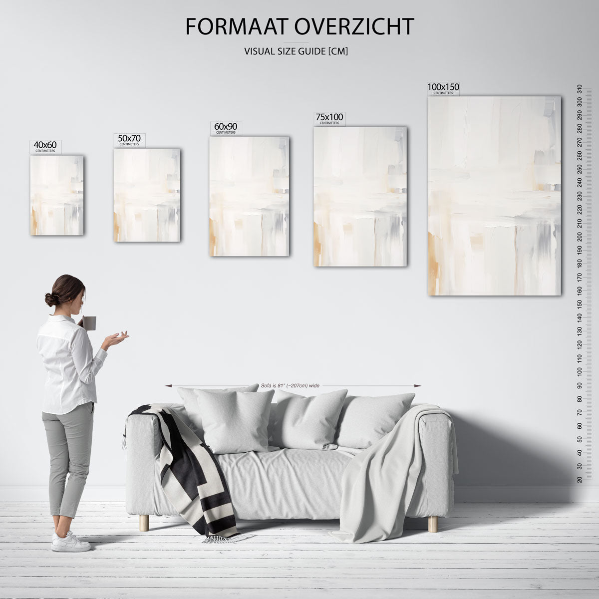 Zachte kleuren compositie – staand wanddecoratie kunstwerk