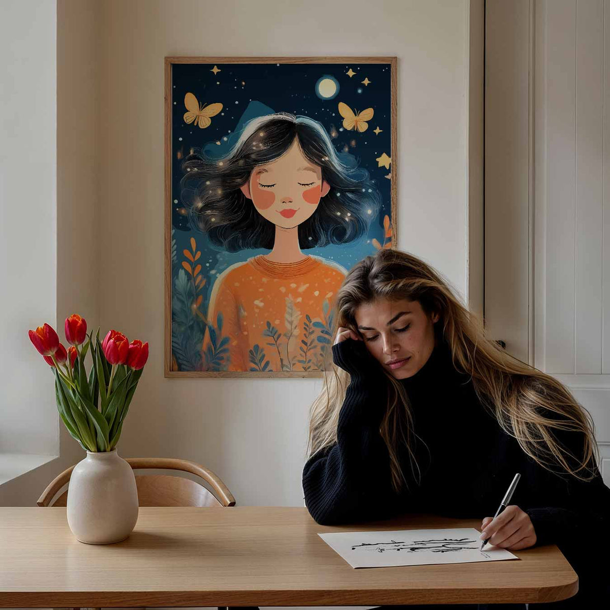 Dromerige Nachtvlinder – staande muurposter voor de kinderkamer