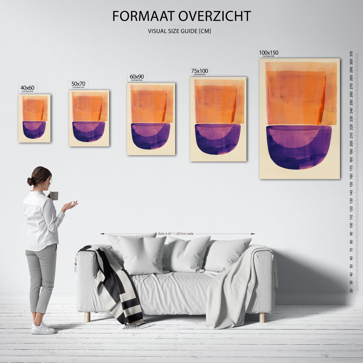 Geometrische kleurencompositie – staand wanddecoratie kunstwerk