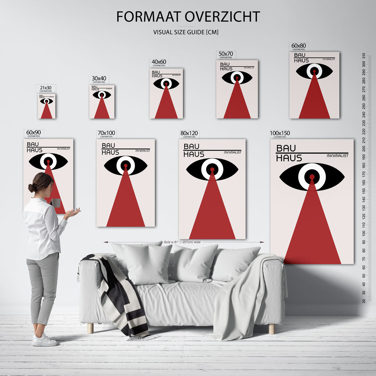 Oog en stralen – Bauhaus poster als geometrische wanddecoratie