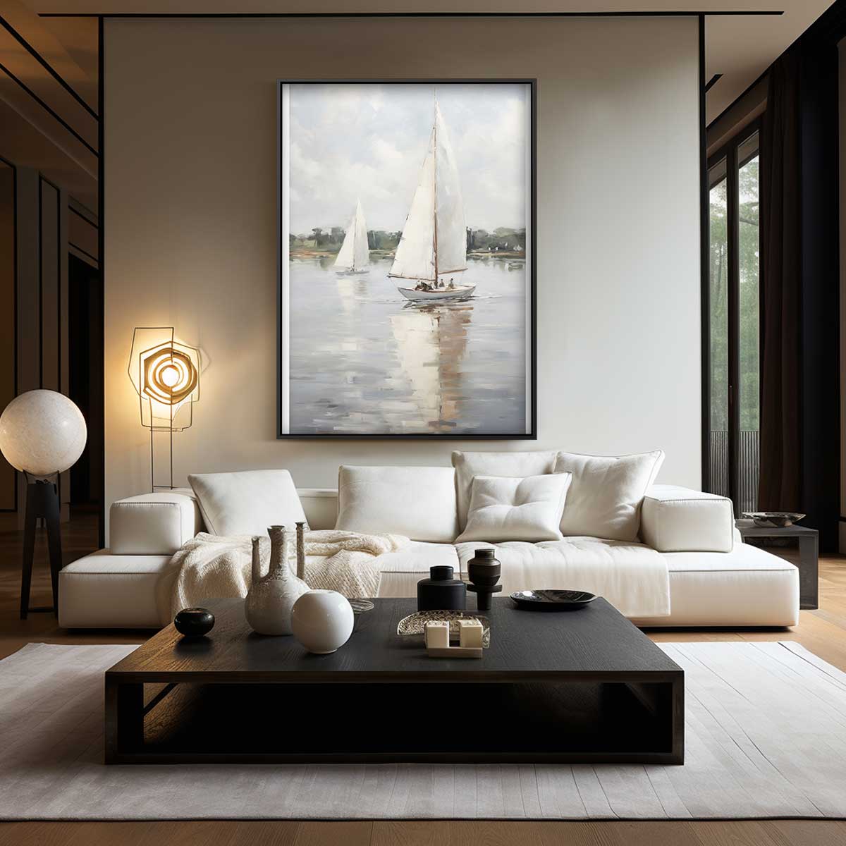 Zeilen op Rustig Water – staand kunstwerk voor modern interieur