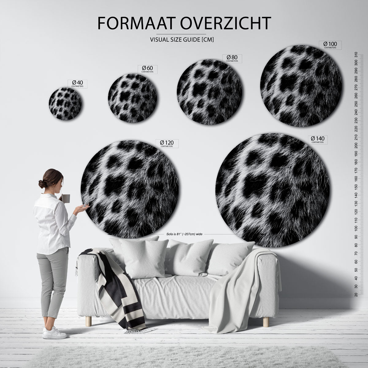 Dierenprint – safari wandkunst als moderne muurcirkel