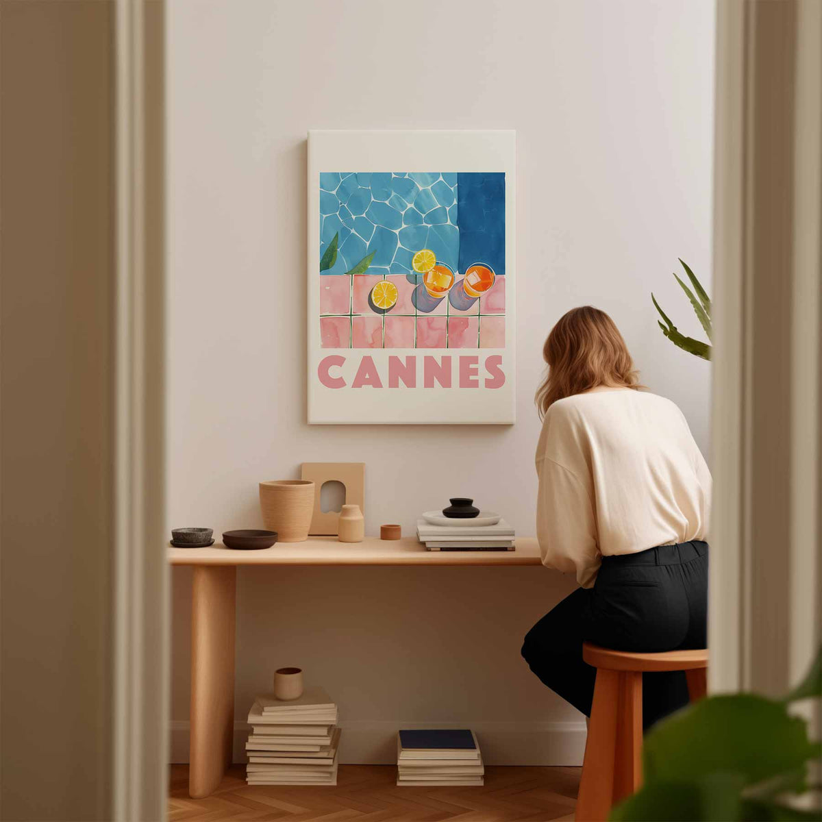 Zonnige Dagen in Cannes – staande wandkunst voor woonkamer of interieur