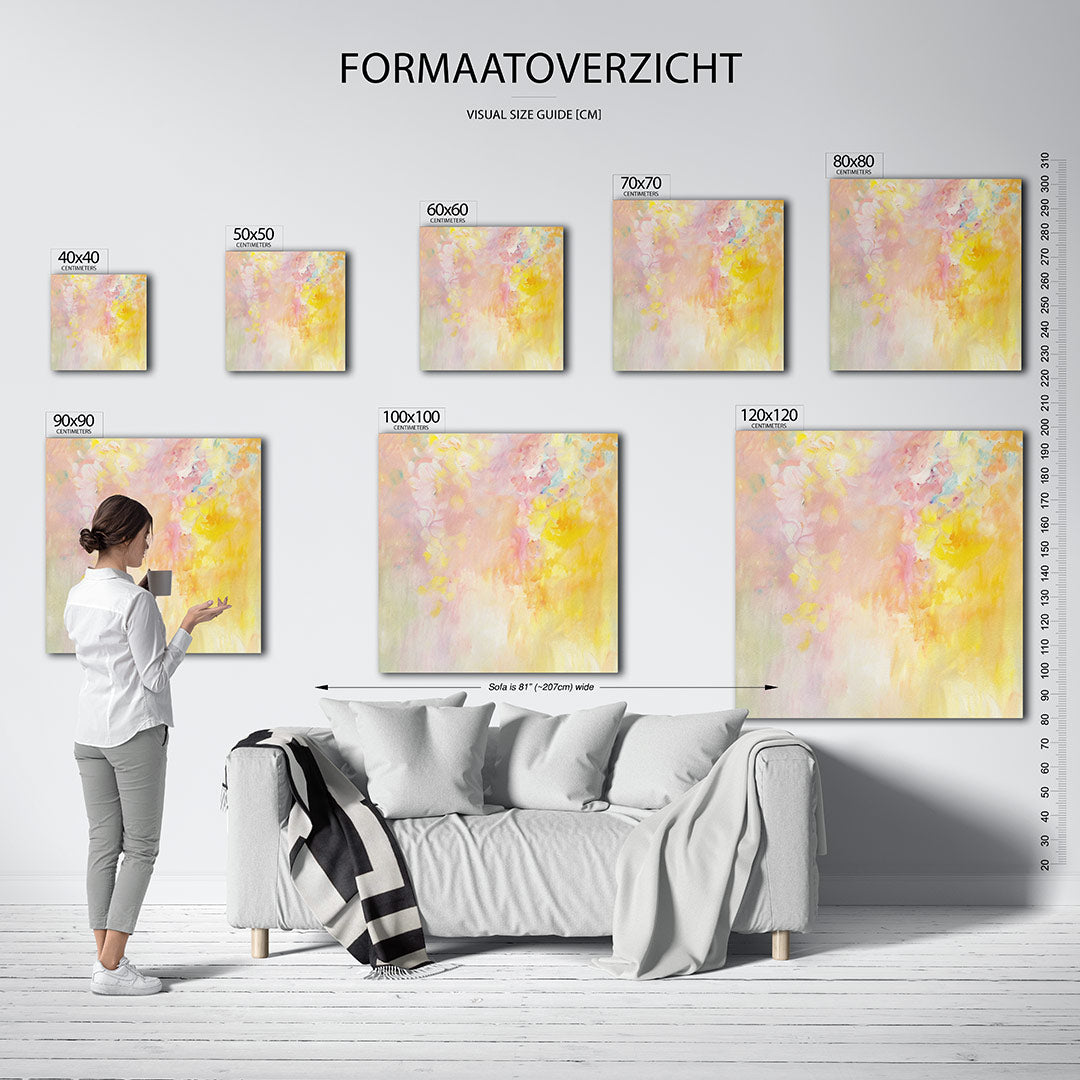 Zachte kleurenexplosie kunstwerk – materiaalweergave – dit kunstwerk toont een vloeiende mix van zachte kleuren met een