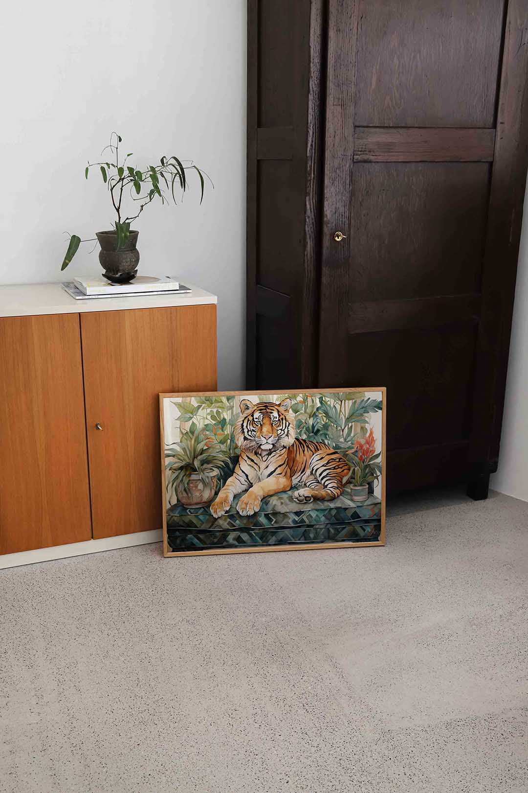 Tijger met planten – dierenillustratie als landscape poster