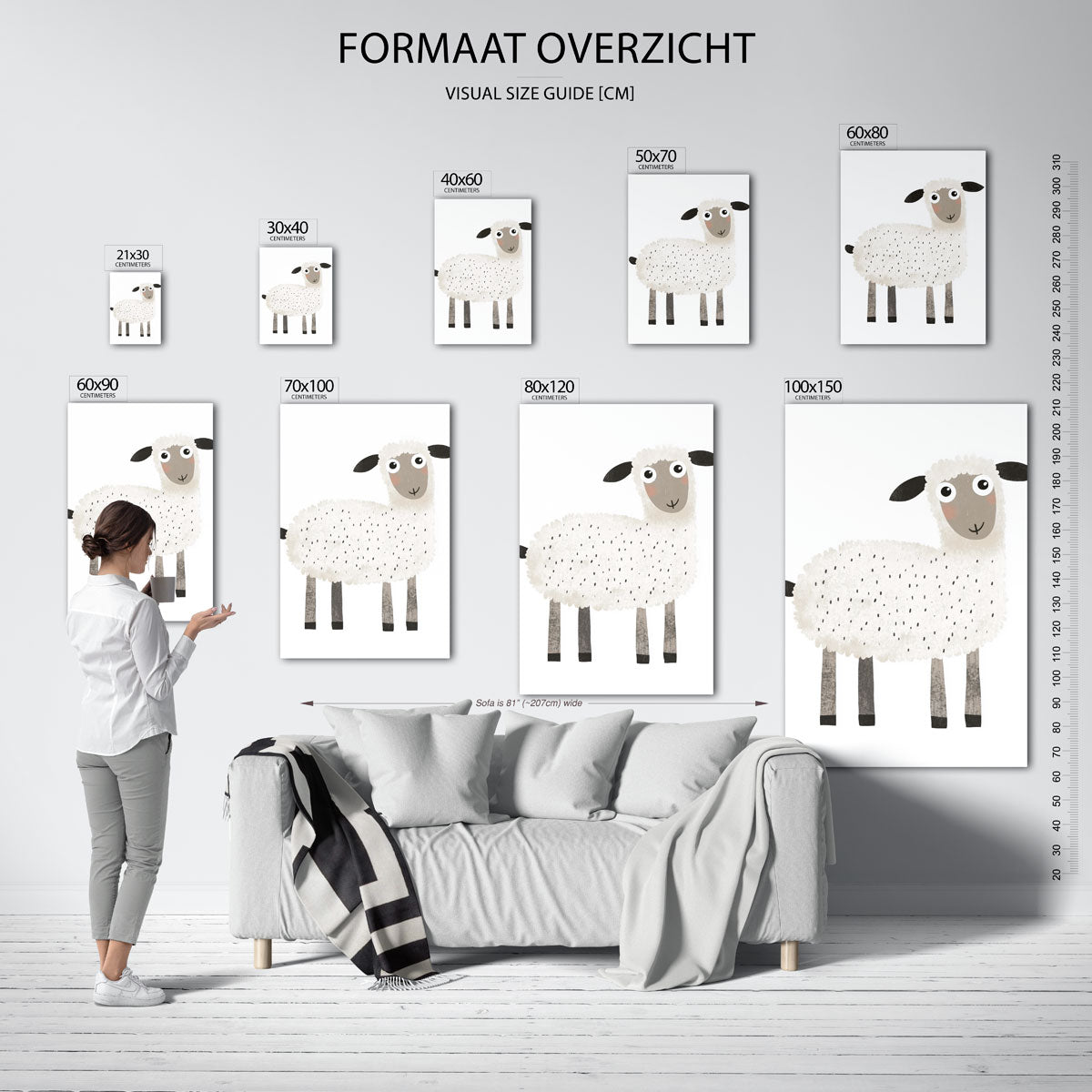 Schattig schaap – staande muurposter voor de kinderkamer