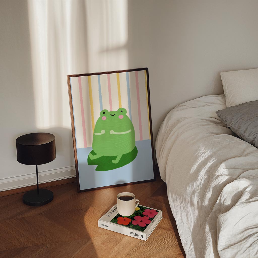 Lieve Kikker Op Blad – staande kinderkamer wanddecoratie van WallArtistic