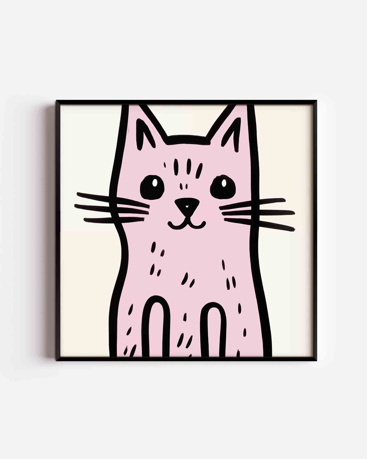Roze kat – vierkante kinderposter als wanddecoratie
