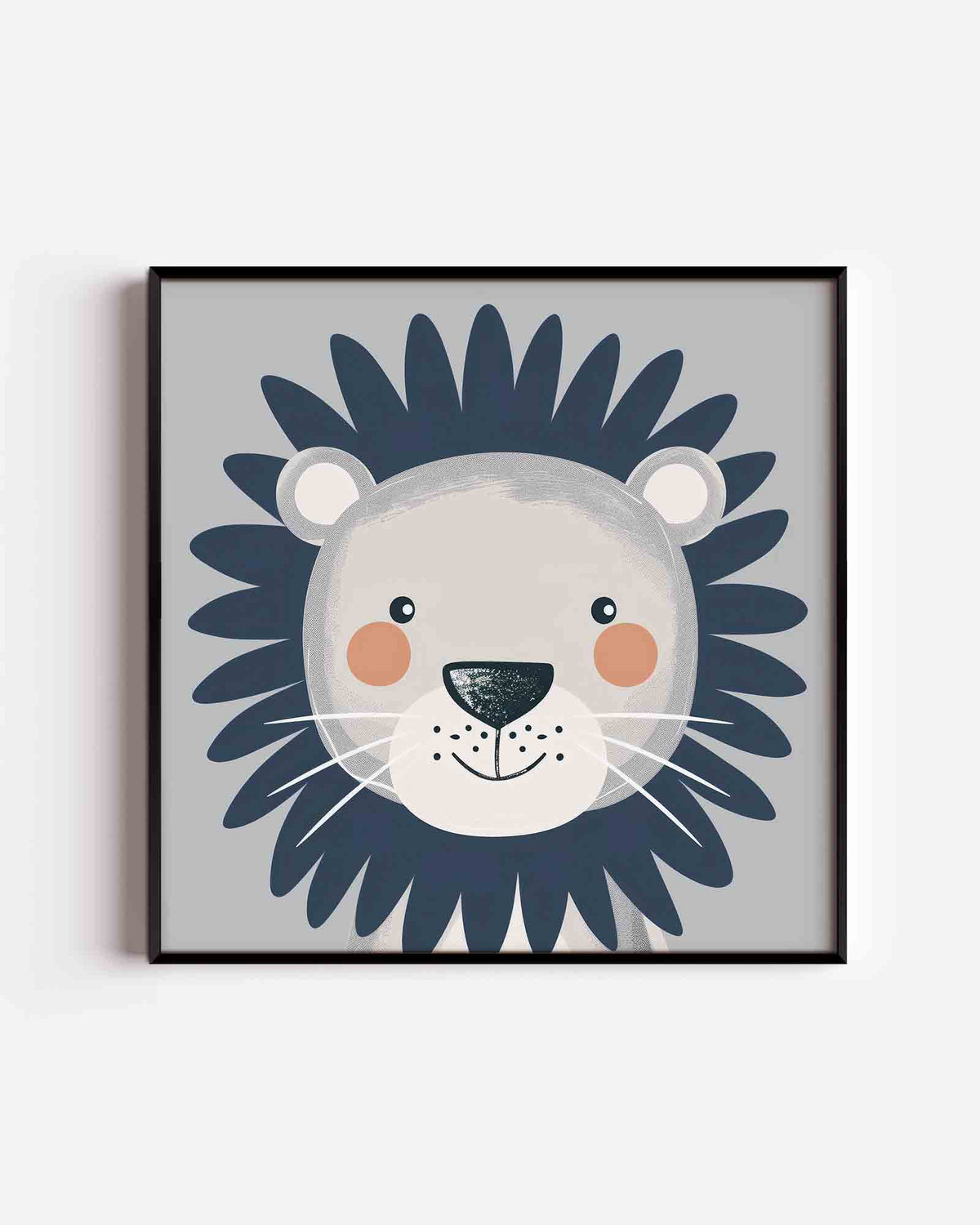 Leeuw met manen – vierkante kinderposter als wanddecoratie