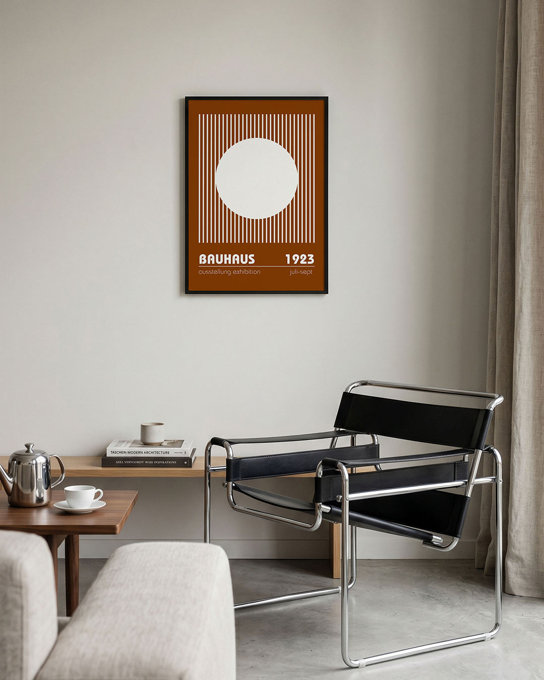 Lijnen en cirkel – geometrische Bauhaus poster in staand formaat