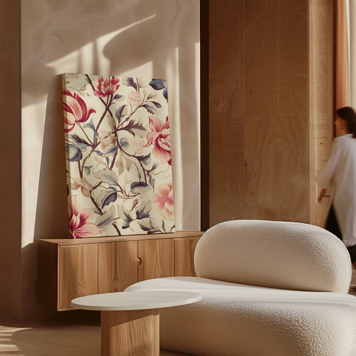 Romantisch Bloemenpatroon – canvas wanddecoratie in portret formaat