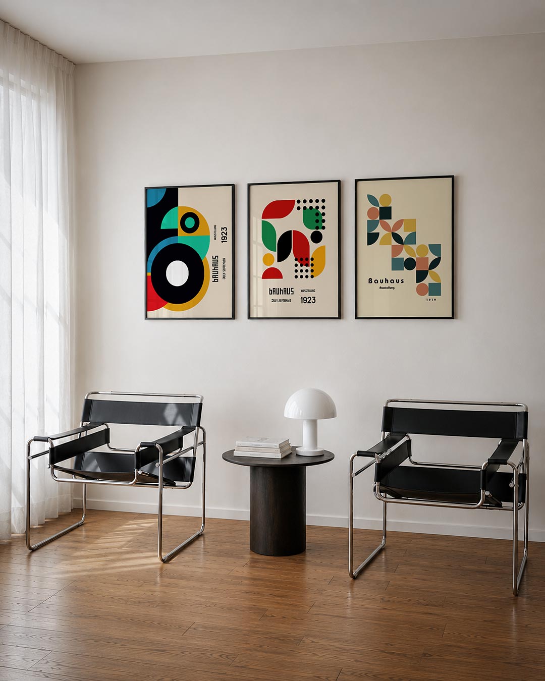 Vormen en kleurvlakken posterset – derde productweergave – deze posterset in drie delen toont een speelse mix van cirkels en