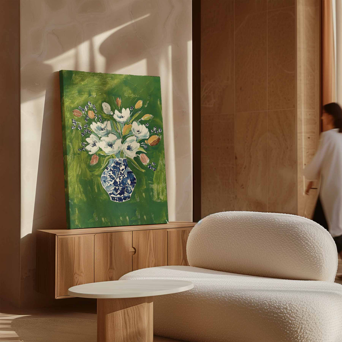 Bloemenpracht in Blauwe Vaas – portret kunstwerk als wanddecoratie, afbeelding 16