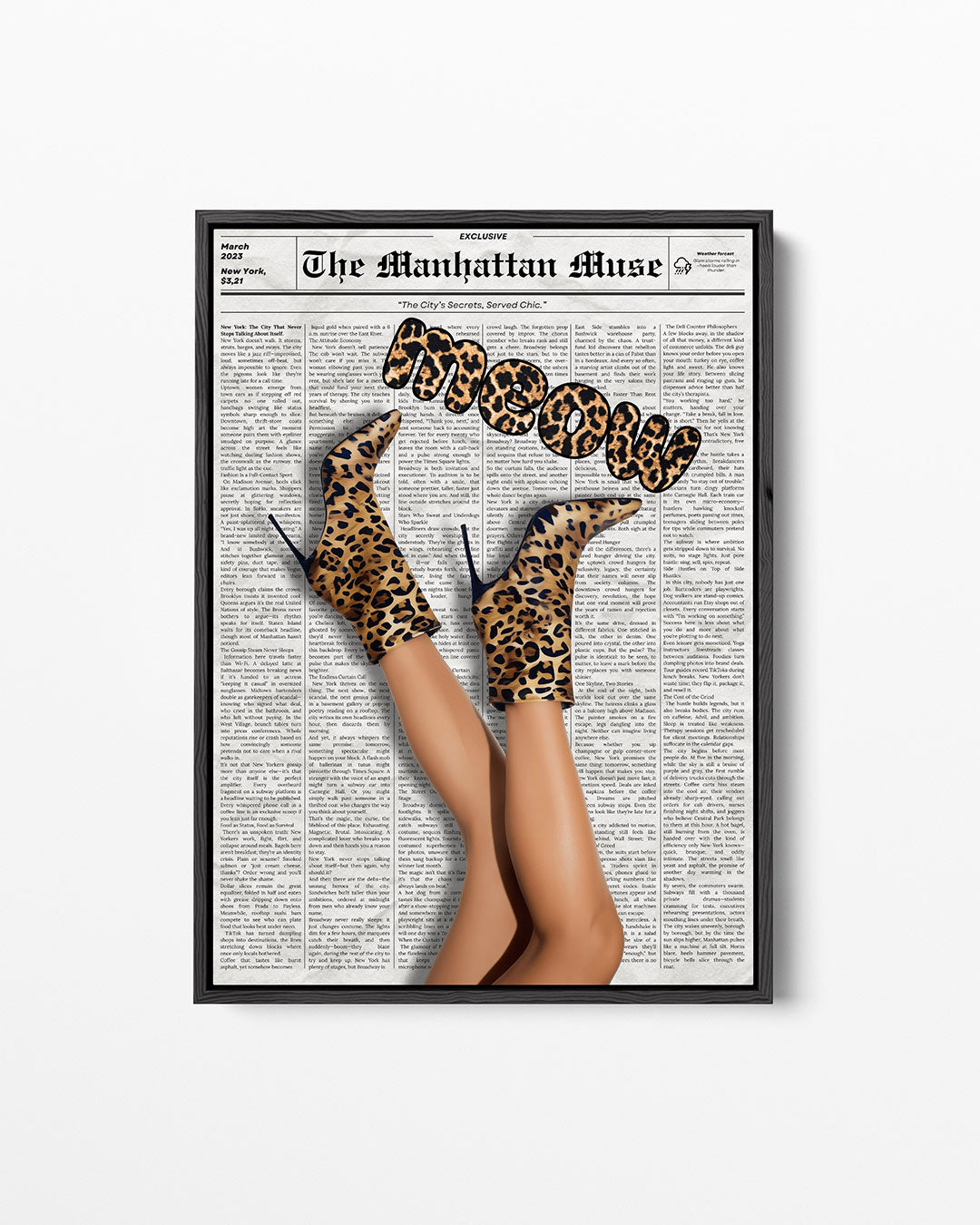 Luipaardprint schoenen – staand wanddecoratie kunstwerk