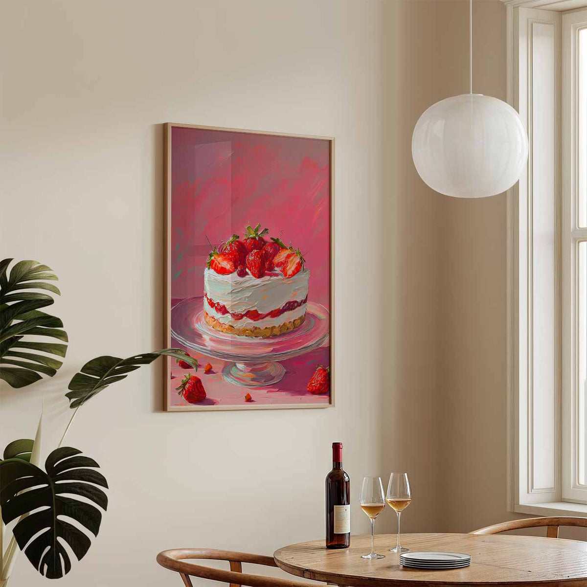 Aardbeien Romantiek – keukenposter in staand formaat