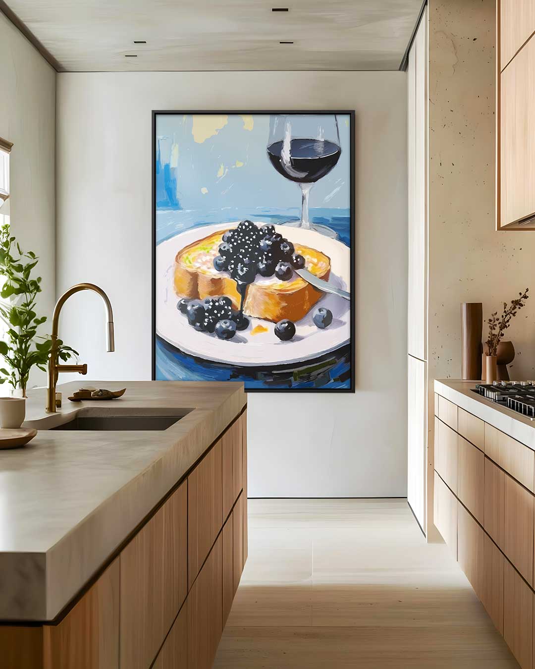 Ontbijtgenot met Bessen – staand kunstwerk voor modern interieur