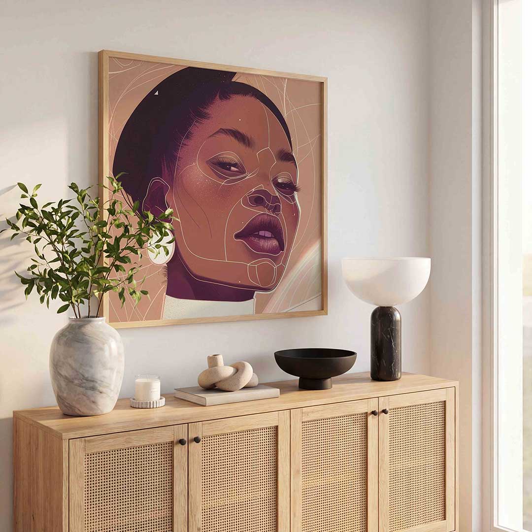 Vrouwelijk portret – illustratie poster in vierkant formaat