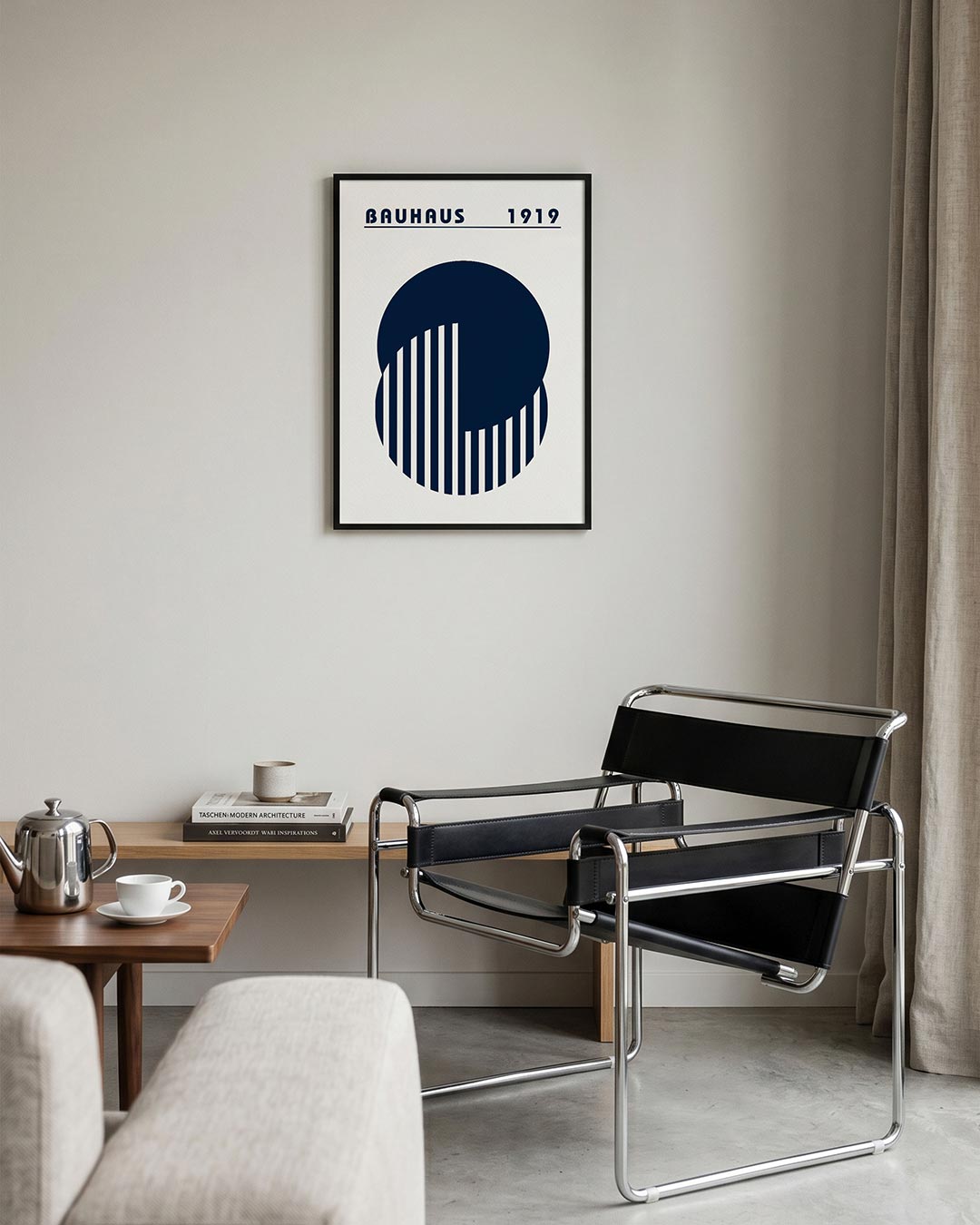 Cirkel en lijnen – geometrische Bauhaus poster in staand formaat