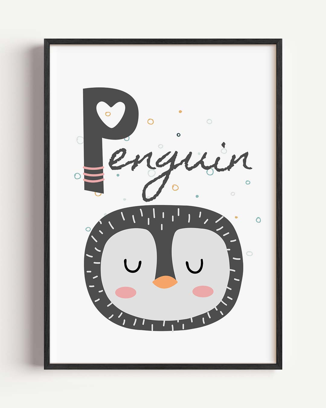 Snoezige Pinguïn – kids portret poster als wanddecoratie