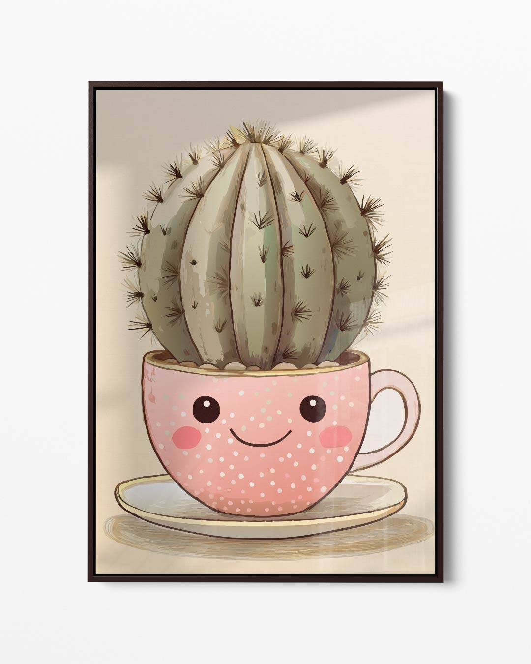 Vrolijke Cactus Kopje – portret kunstwerk als wanddecoratie