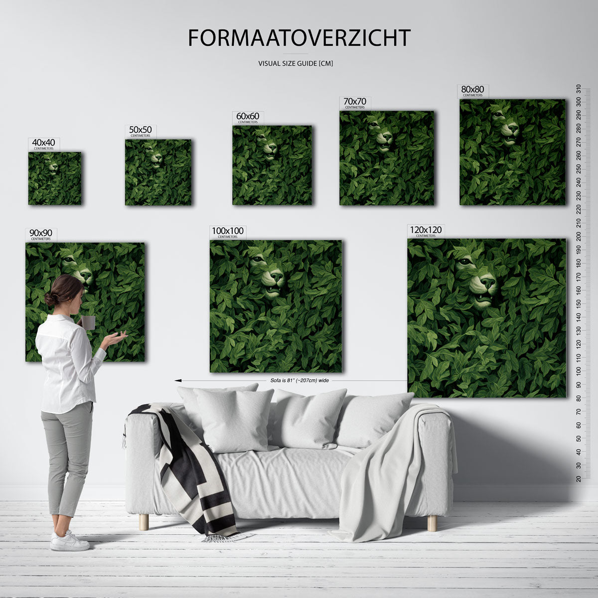 Verborgen leeuw – vierkante muurposter in William Morris stijl