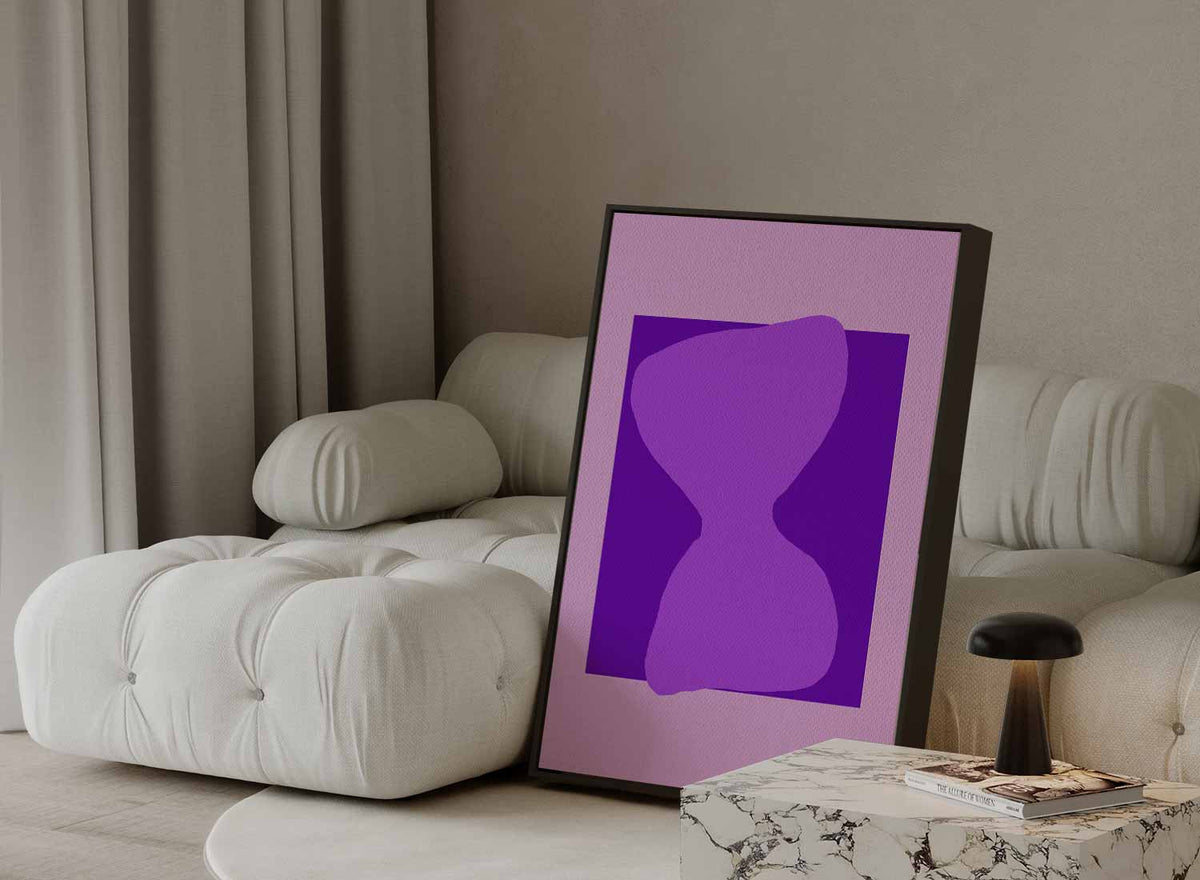 Speelse Paarse Vormen – canvas kunstwerk als wanddecoratie