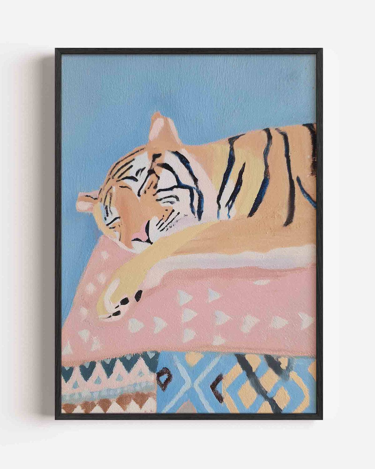 Slapende tijger – pastel portret poster als wanddecoratie