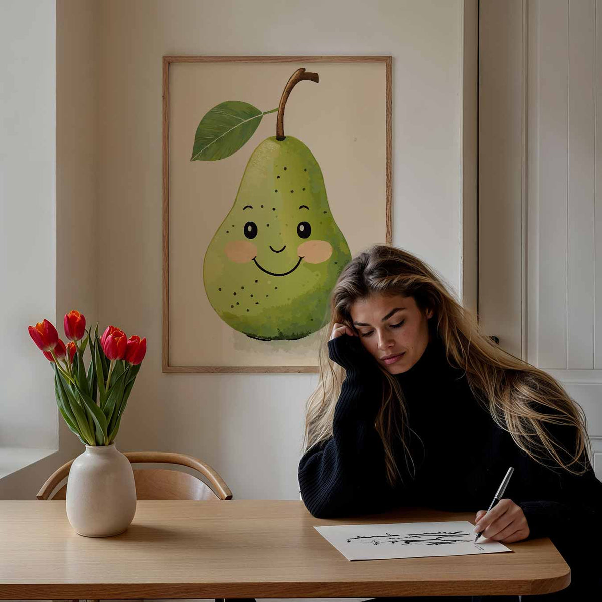 Vrolijke Peer – staande muurposter voor de kinderkamer