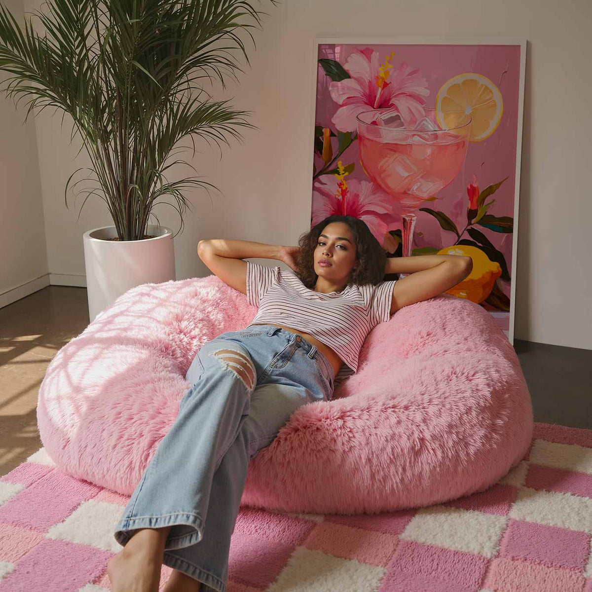 Roze Sommer Sips – culinaire wandkunst als portret poster
